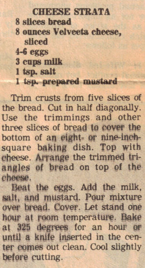 Recipe Clipping For Cheese Strata