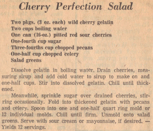 Recipe Clipping For Cherry Perfection Salad