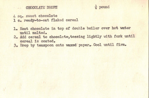 Recipe Card For Chocolate Drops