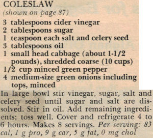 Recipe Clipping For Coleslaw