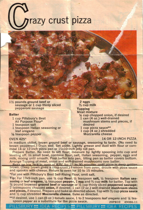 Recipe For Crazy Crust Pizza