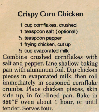 Recipe Clipping For Crispy Corn Chicken
