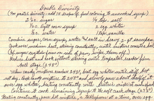 Handwritten Recipe For Double Divinity