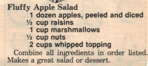 Recipe Clipping For Fluffy Apple Salad