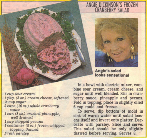 Recipe Clipping For Frozen Cranberry Salad