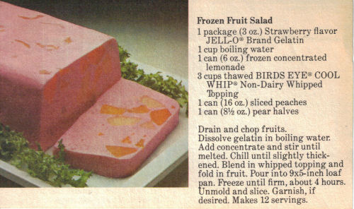 Recipe Card For Frozen Fruit Salad