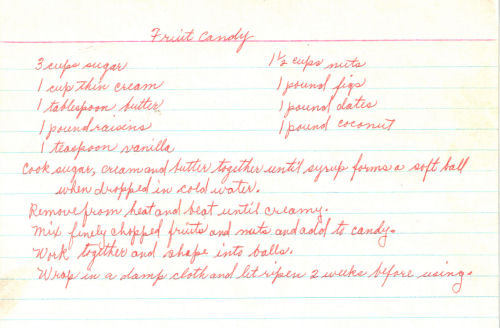 Handwritten Recipe For Fruit Candy
