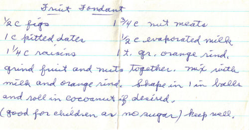 Handwritten Recipe For Fruit Fondant
