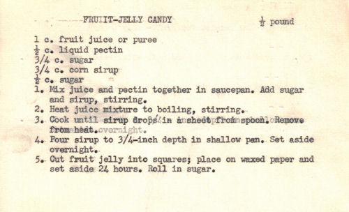 Recipe Card For Fruit-Jelly Candy