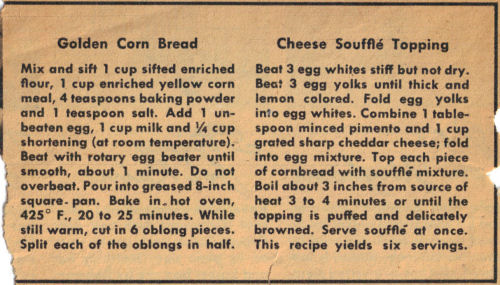 Vintage Recipe For Golden Corn Bread
