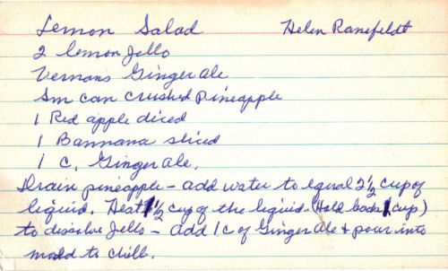 Handwritten Recipe For Lemon Salad