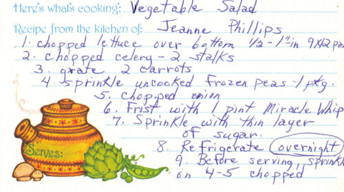 Handwritten Recipe For Vegetable Salad