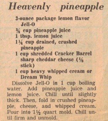 Heavenly Pineapple Recipe Clipping