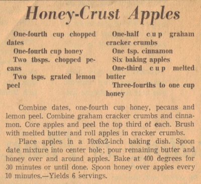 Recipe Clipping For Baked Honey-Crust Apples