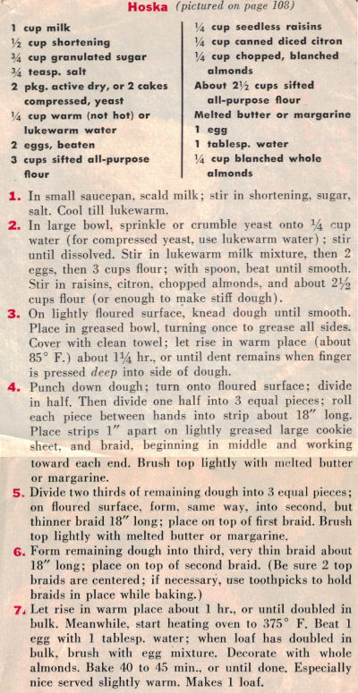 Recipe Clipping For Hoska Bread