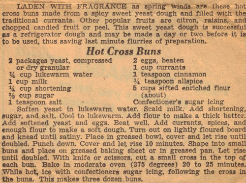 Recipe Clipping For Hot Cross Buns