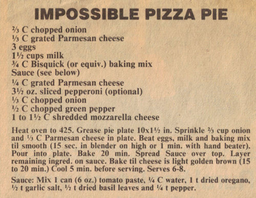 Newspaper Clipping For Impossible Pizza Pie