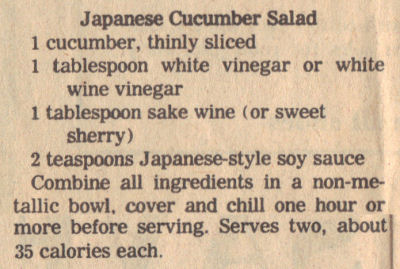 Recipe Clipping For Japanese Cucumber Salad