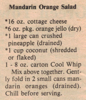 Recipe Clipping For Mandarin Orange Salad