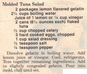 Recipe Clipping For Molded Tuna Salad