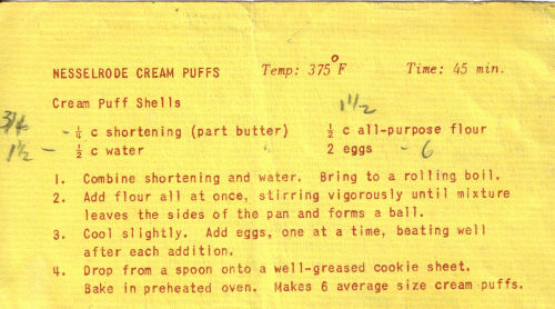 Recipe For Nesselrode Cream Puffs