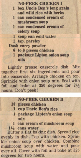 Recipe Clippings For No Peek Chicken