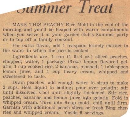 Recipe Clipping For Peachy Rice Mold
