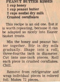 Recipe Clipping For Peanut Butter Kisses