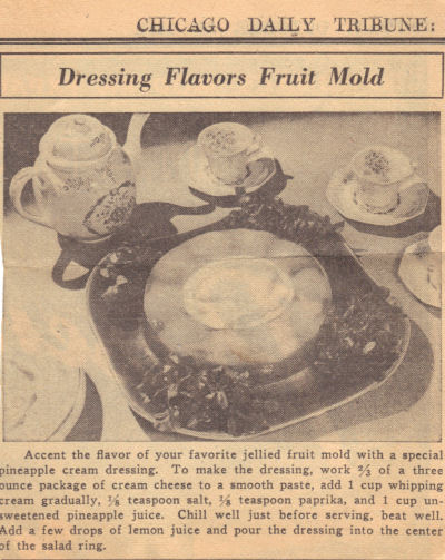 Recipe Clipping For Dressing Flavors Fruit Mold
