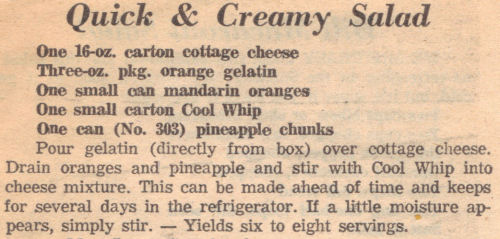 Recipe Clipping For Quick & Creamy Salad