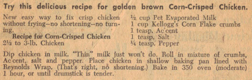 Recipe Clipping For Corn-Crisped Chicken