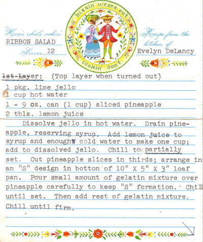 Typed Recipe Card For Ribbon Salad