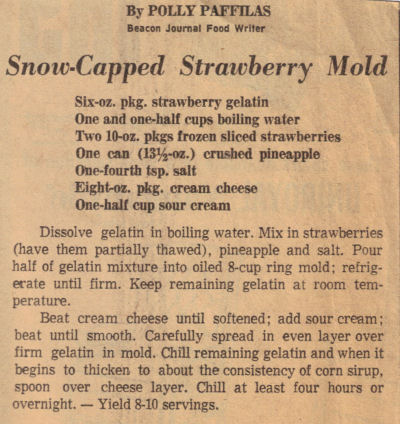 Recipe Clipping For Snow-Capped Strawberry Mold