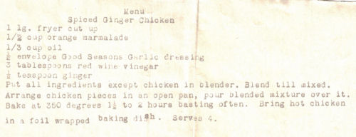 Typed Recipe For Spiced Ginger Chicken