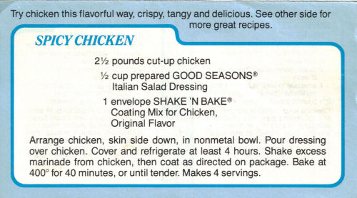 Recipe Card Clipping For Spicy Chicken