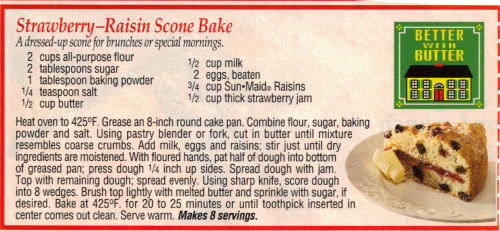 Recipe Clipping For Strawberry-Raisin Scone Bake