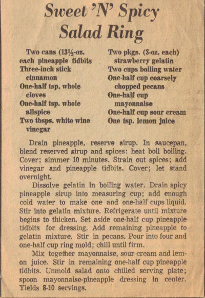 Recipe Clipping For Sweet 'N' Spicy Salad