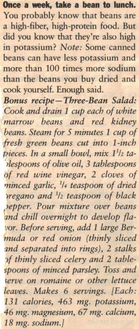 Recipe Clipping For Three-Bean Salad