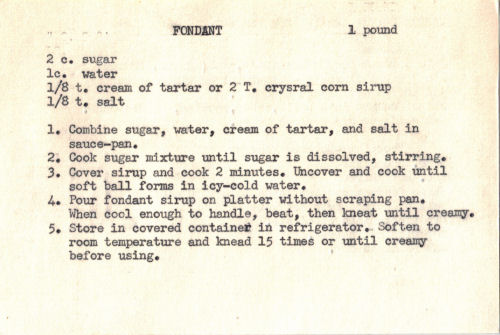 Homemade Fondant Recipe Card