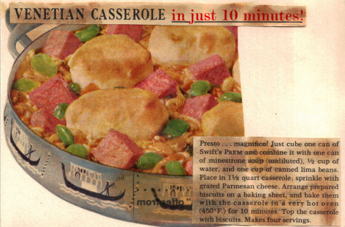 Vintage Recipe For Swift's Prem Venetian Casserole