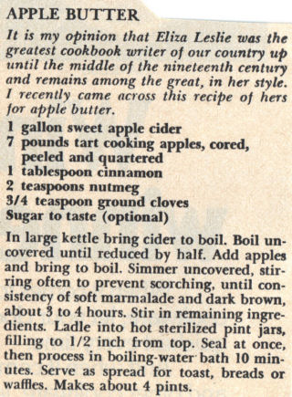 Recipe Clipping For Apple Butter