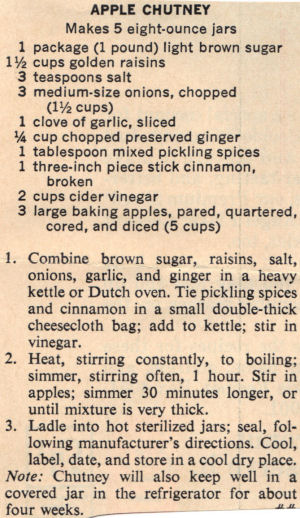 Recipe Clipping For Apple Chutney