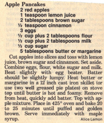 Recipe Clipping For Apple Pancakes