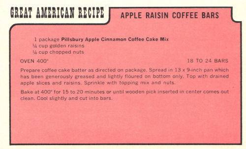 Vintage Recipe For Apple Raisin Coffee Bars