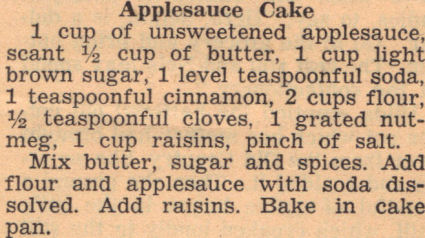 Vintage Clipping For Applesauce Cake