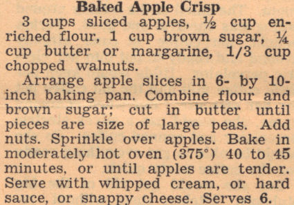 Recipe For Baked Apple Crisp