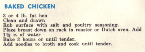 Vintage Baked Chicken Recipe Clipping