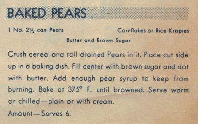 Vintage Baked Pears Recipe