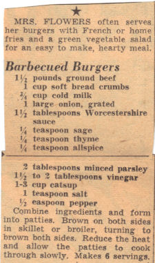 Recipe Clipping For BBQ Burgers