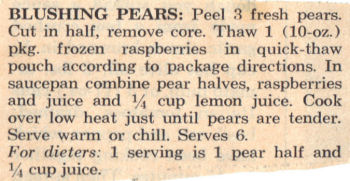 Recipe Clipping For Blushing Pears